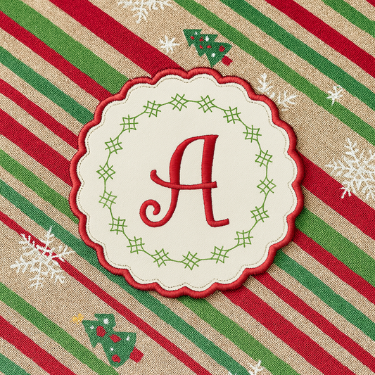 Set of 4 Padded Round Coasters-Customizable Monogram