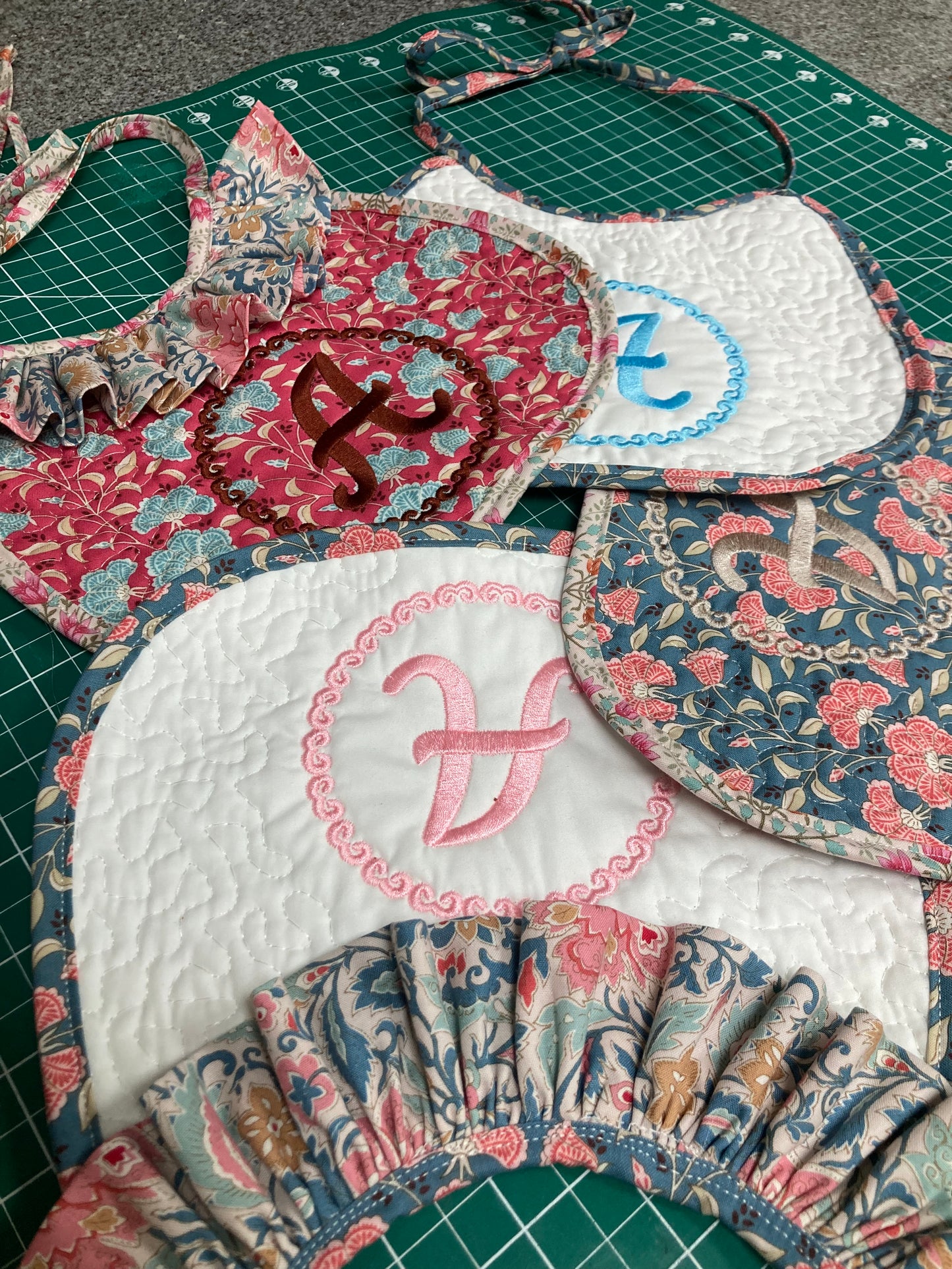 Monogrammed Padded Ruffle Bib