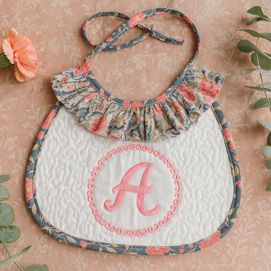 Monogrammed Padded Ruffle Bib