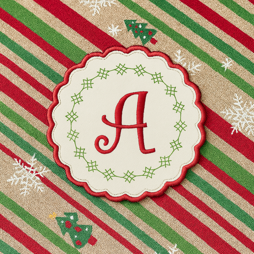 Set of 4 Padded Round Coasters-Customizable Monogram