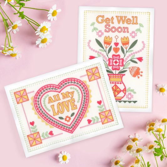 Embroidered Cards 5x7 Inches-Heartfelt Greetings (20,000 stitches)