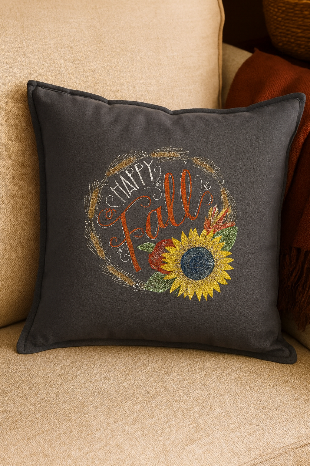 20x20 Pillow Cover - Pumpkin Kisses (40,000 stitches)