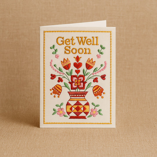 Embroidered Cards 5x7 Inches-Heartfelt Greetings (20,000 stitches)