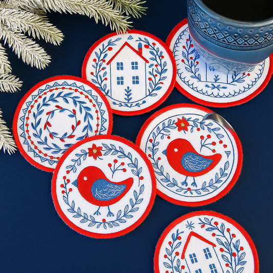 Set of 3 Round Padded Coasters - Nordic Necessities