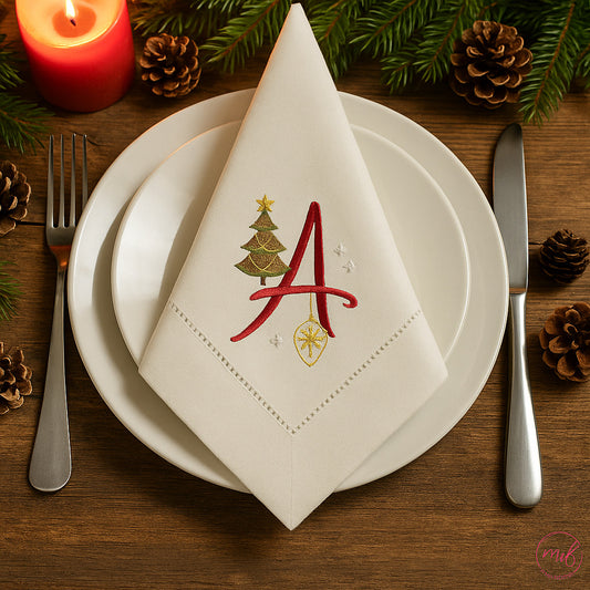 Linen Table Napkin 20x20-Holiday Magic Monogram-Customizable