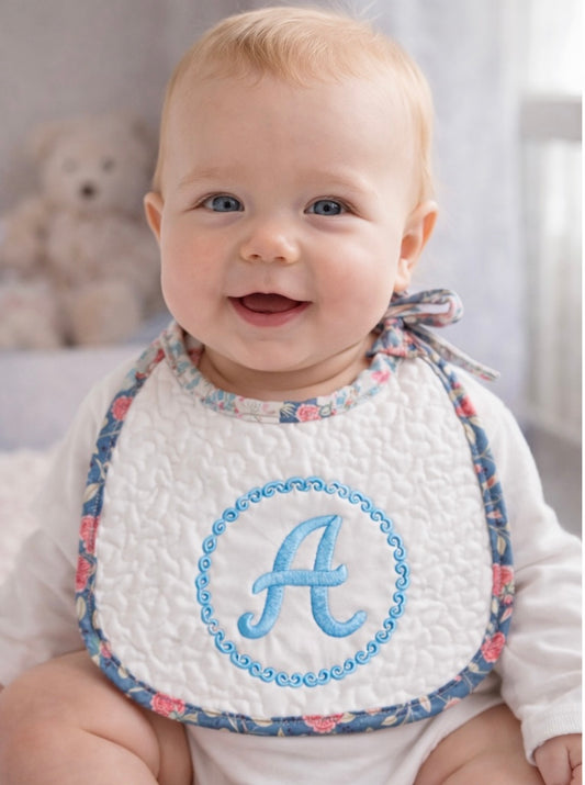 White Padded Monogram Bib
