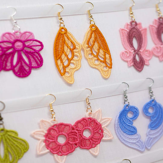 Embroidered Lace Earrings - Customizable