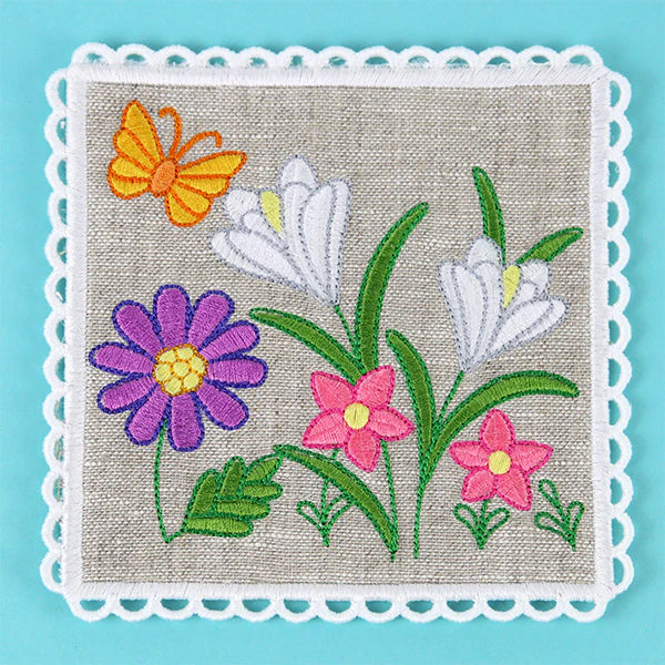 Set of 2 Cream Linen Square Coasters