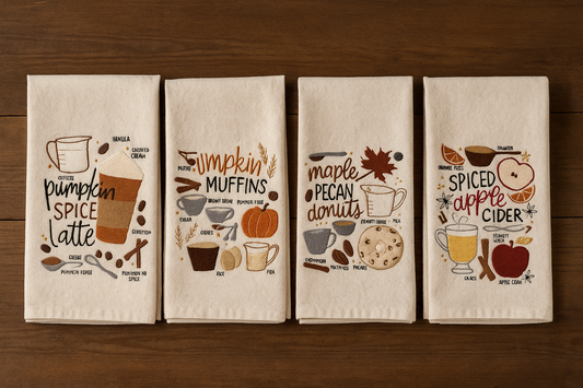 Tea Towels Fall Treats by Pen+Paint (27,000 stitches)