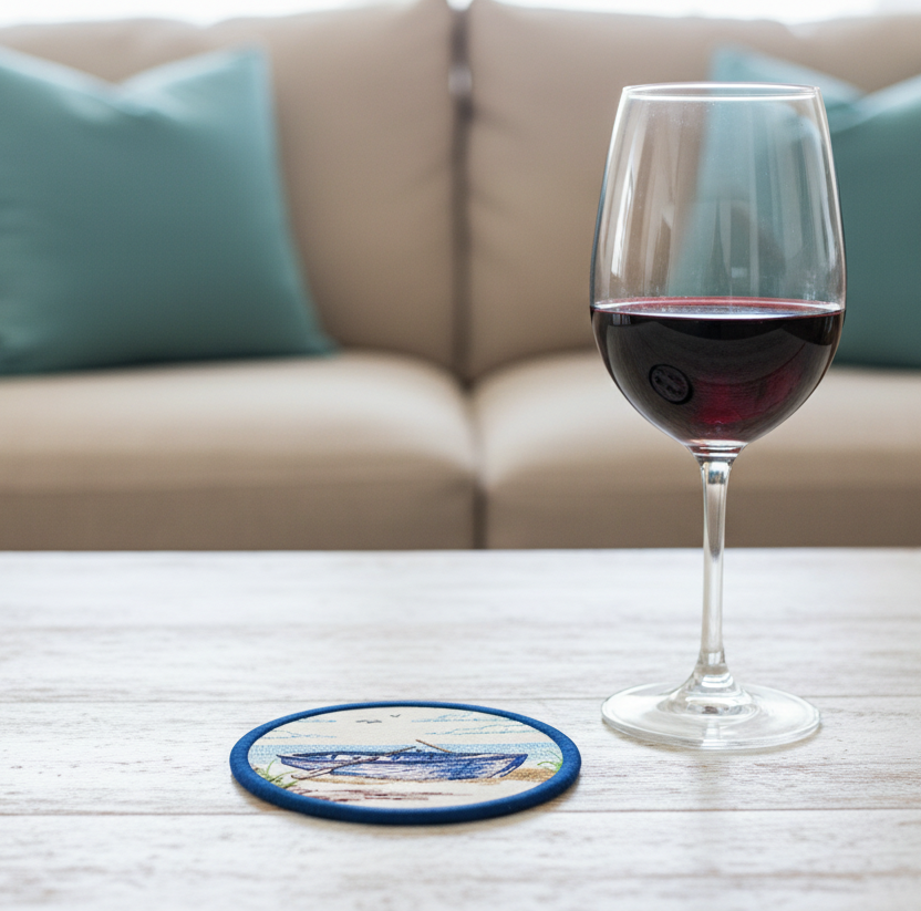 Set of 4 Padded Square Coasters - Santa's Reindeer